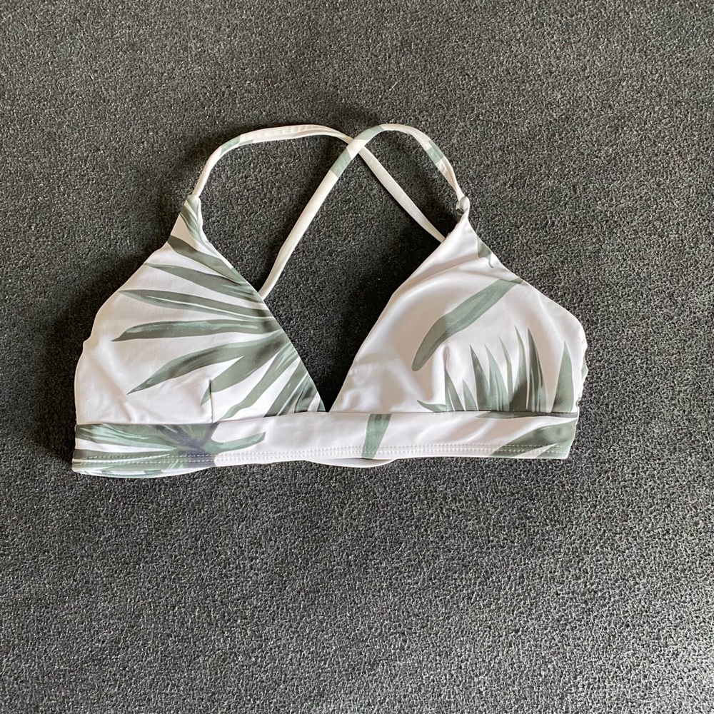 Tropical Leaf Print Bikini Top